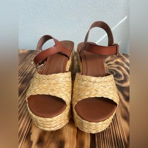 MIA Whitney Raffia Platform Sandal Natural Vegan Leather Woven/Raffia